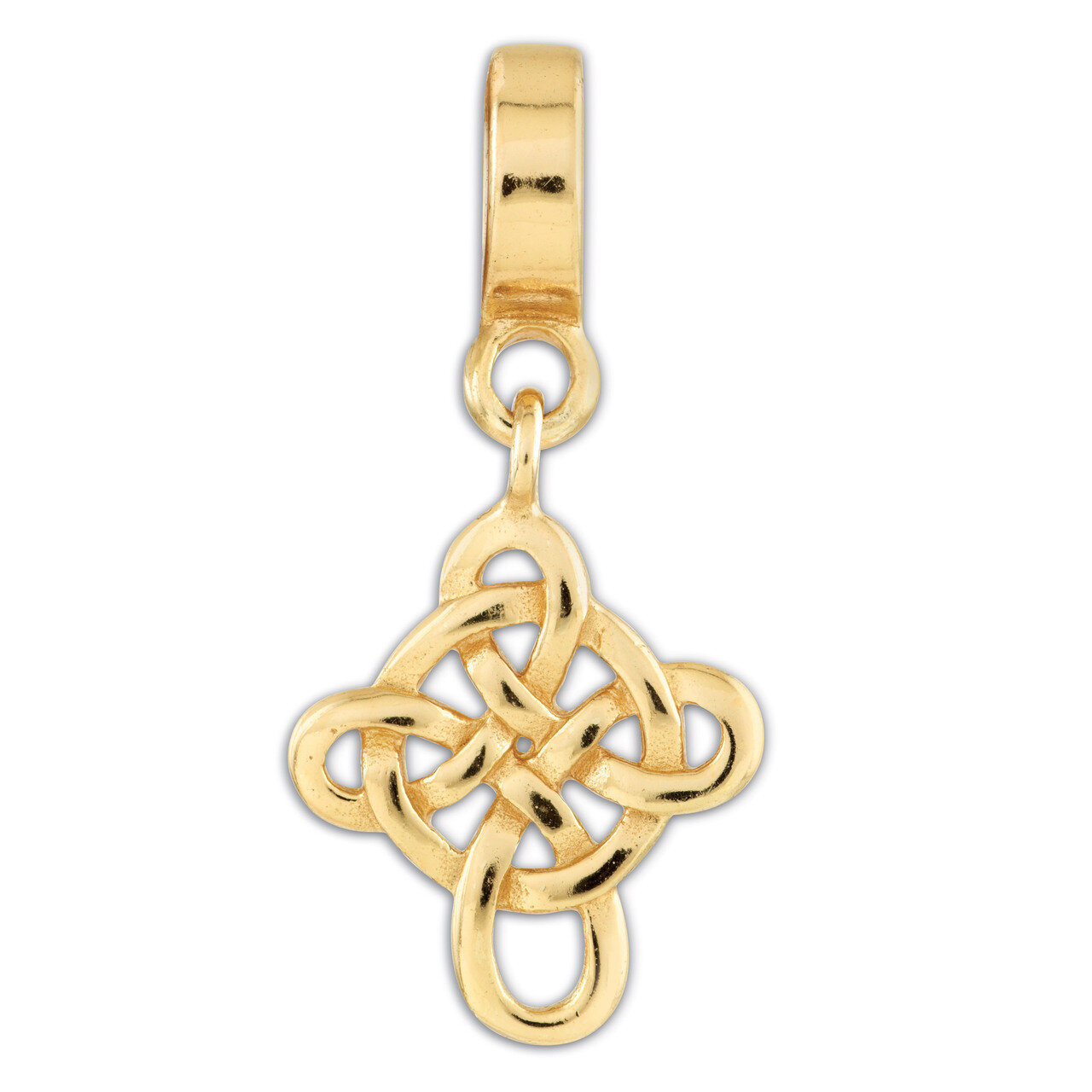 Gold-plated Celtic Cross Dangle Bead - Sterling Silver QRS1379GP