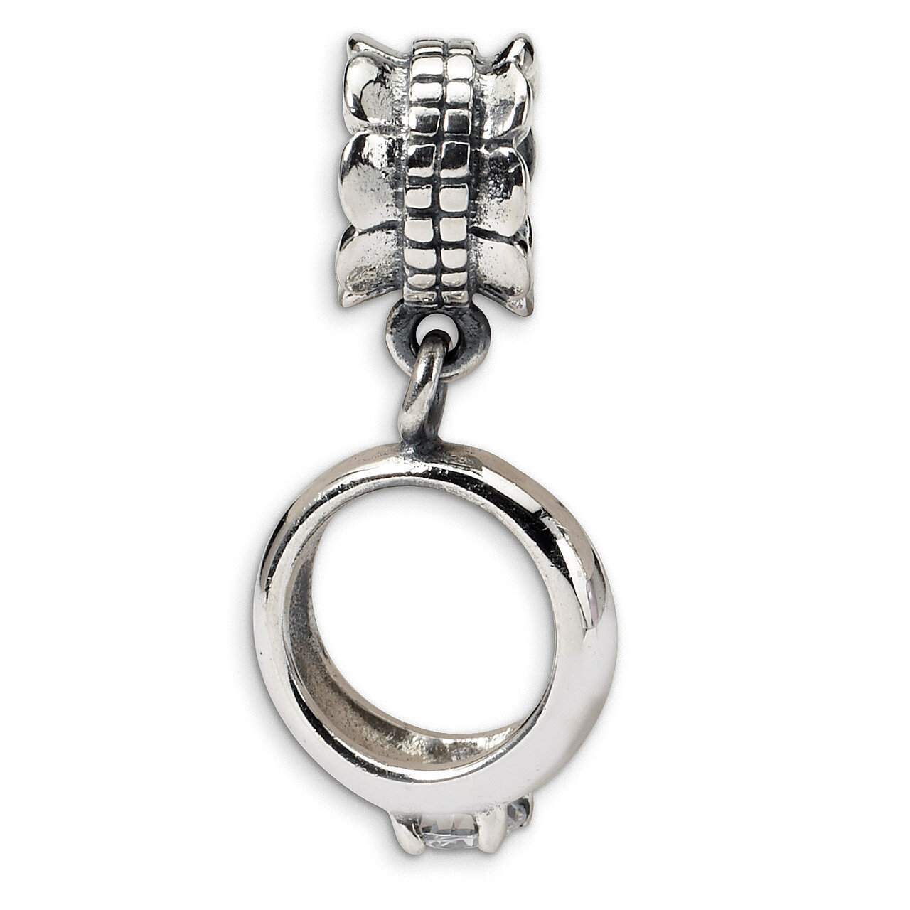 Synthetic Diamond Engagement Ring Dangle Bead - Sterling Silver QRS1383, MPN: QRS1383, 883957303437