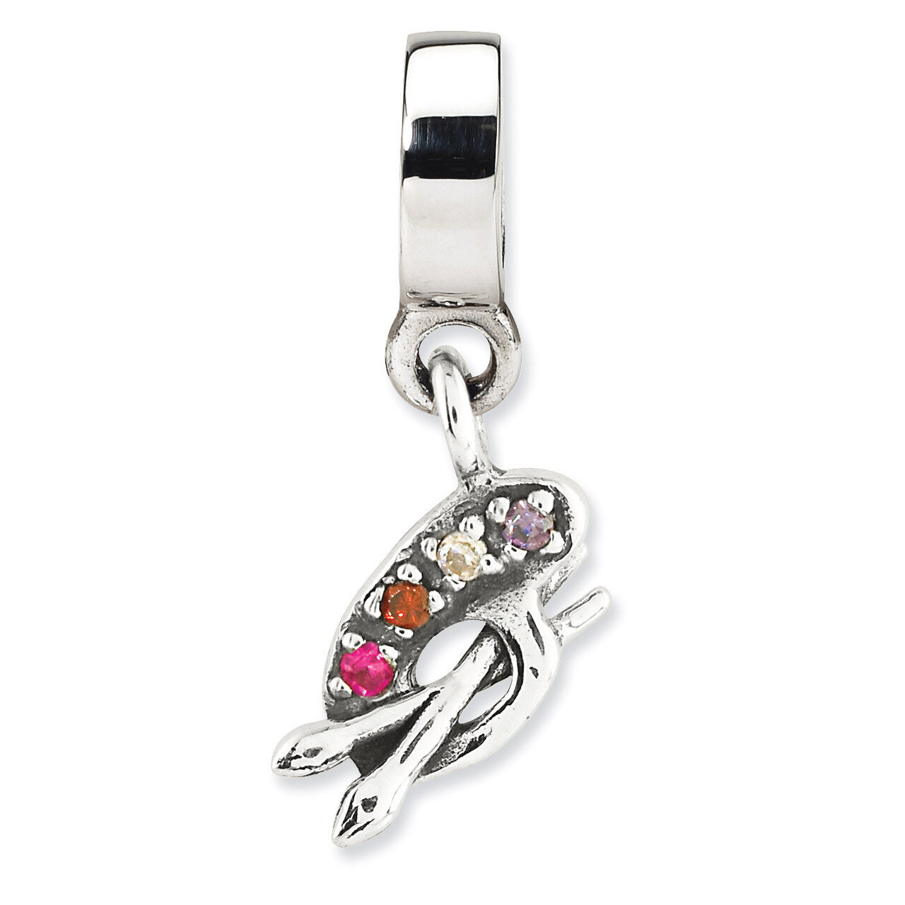 ArtiSaint Palette Synthetic Diamond Dangle Bead - Sterling Silver QRS1390, MPN: QRS1390, 8839573035…
