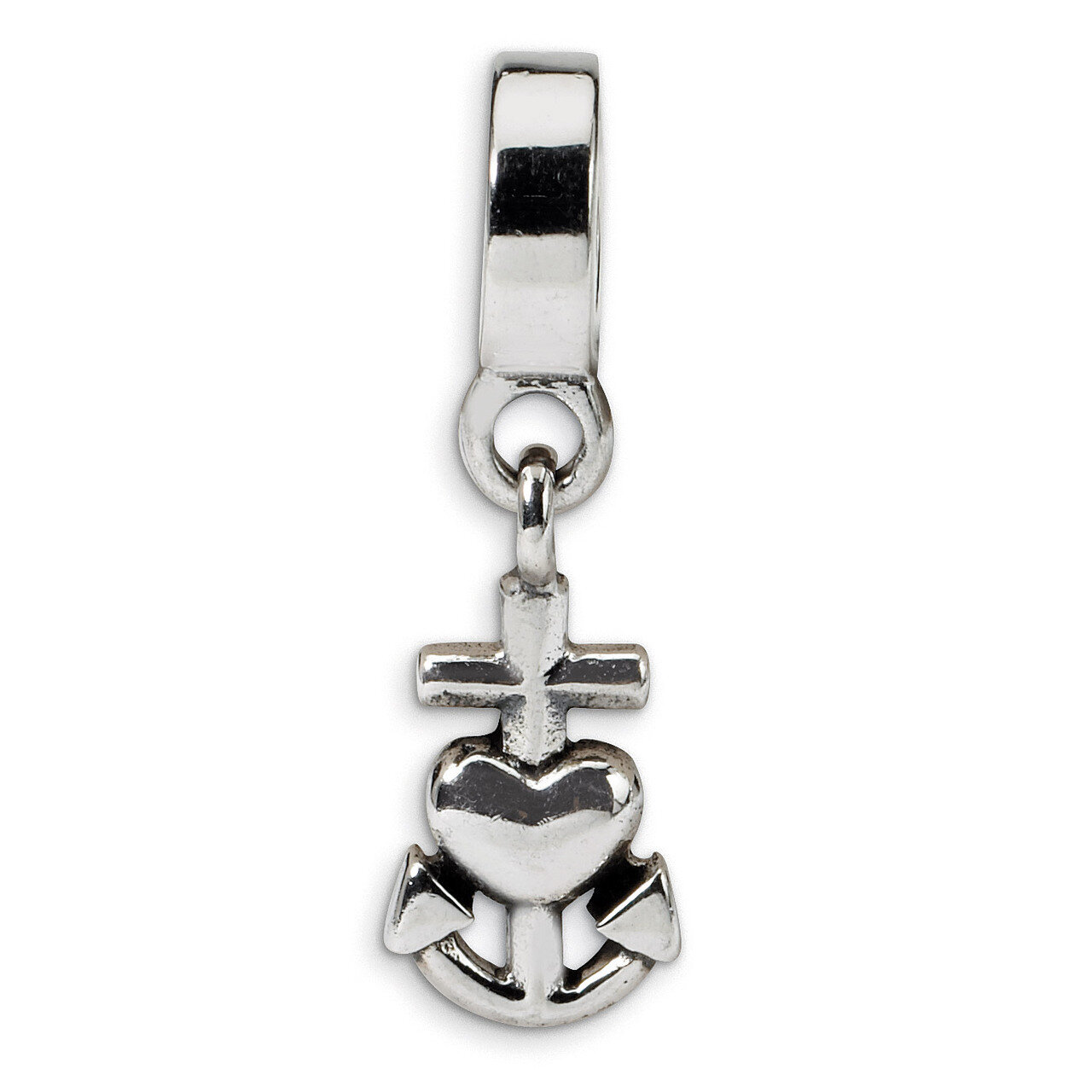Heart, Cross &amp; Anchor Dangle Bead - Sterling Silver QRS1392, MPN: QRS1392, 883957303529