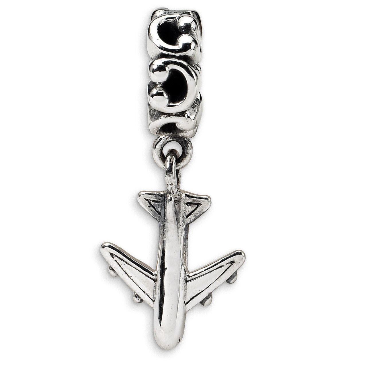 Airplane Dangle Bead - Sterling Silver QRS1397