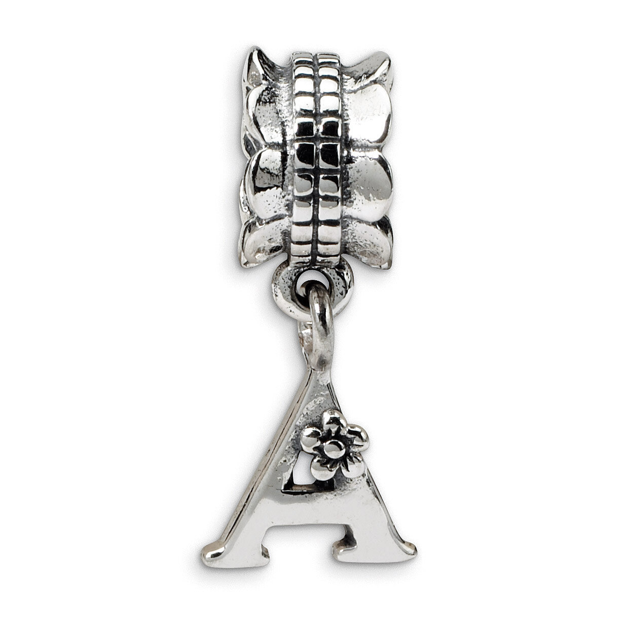 Letter A Dangle Bead - Sterling Silver QRS1400A