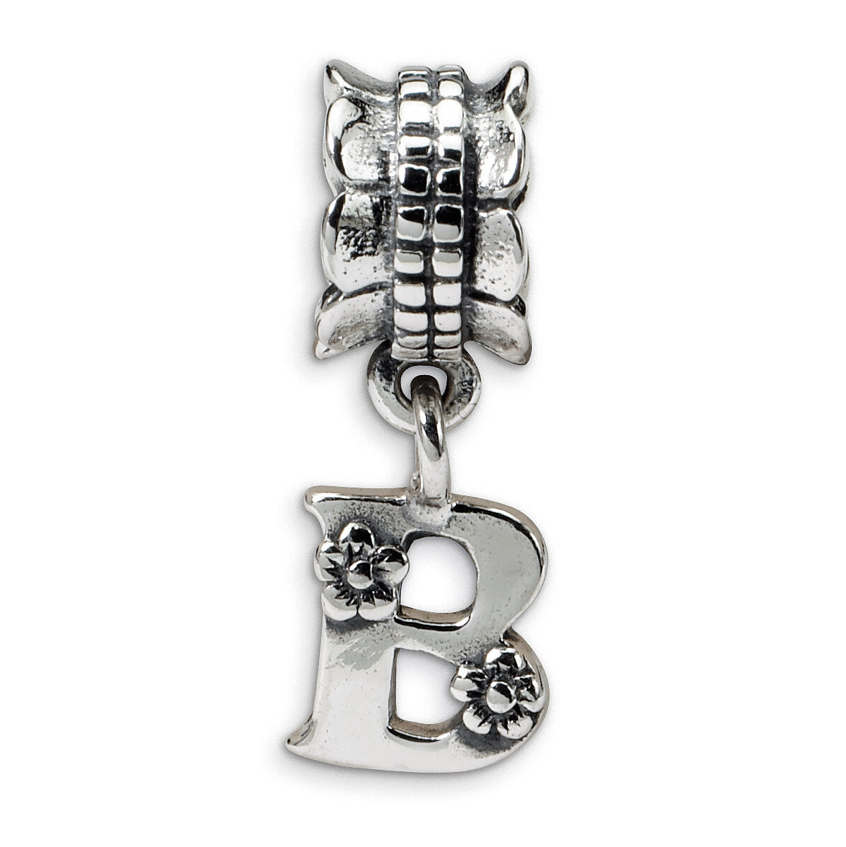 Letter B Dangle Bead - Sterling Silver QRS1400B