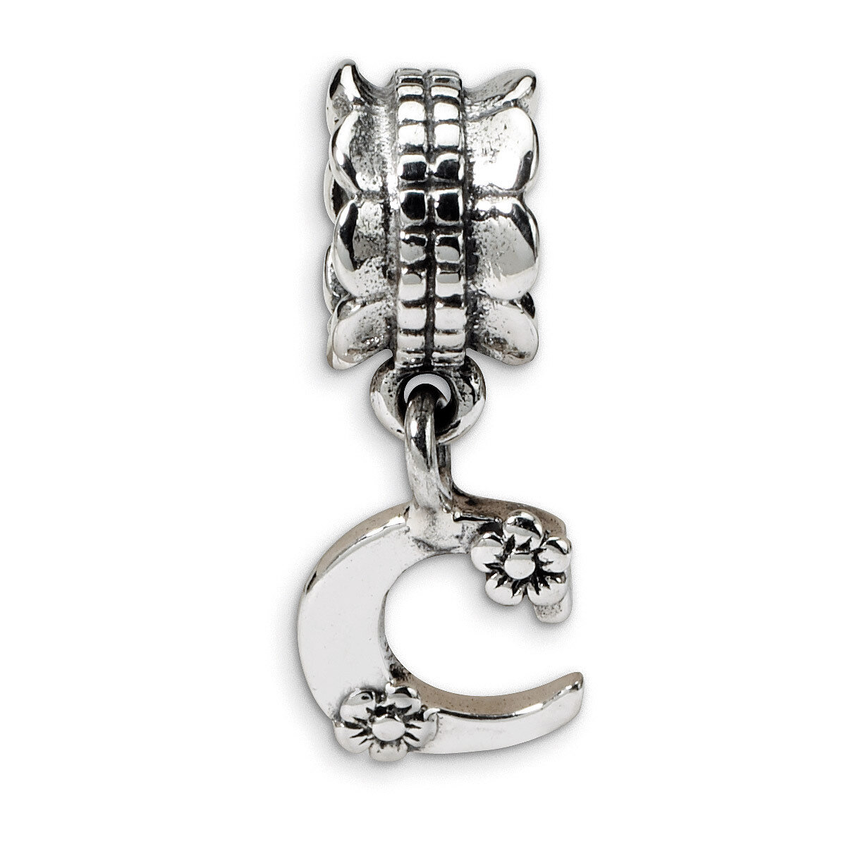Letter C Dangle Bead - Sterling Silver QRS1400C