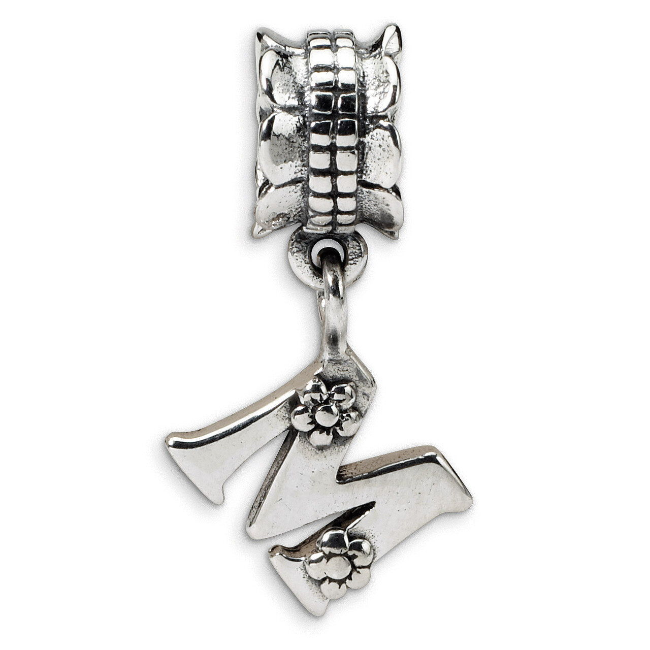Letter M Dangle Bead - Sterling Silver QRS1400M, MPN: QRS1400M, 883957304267