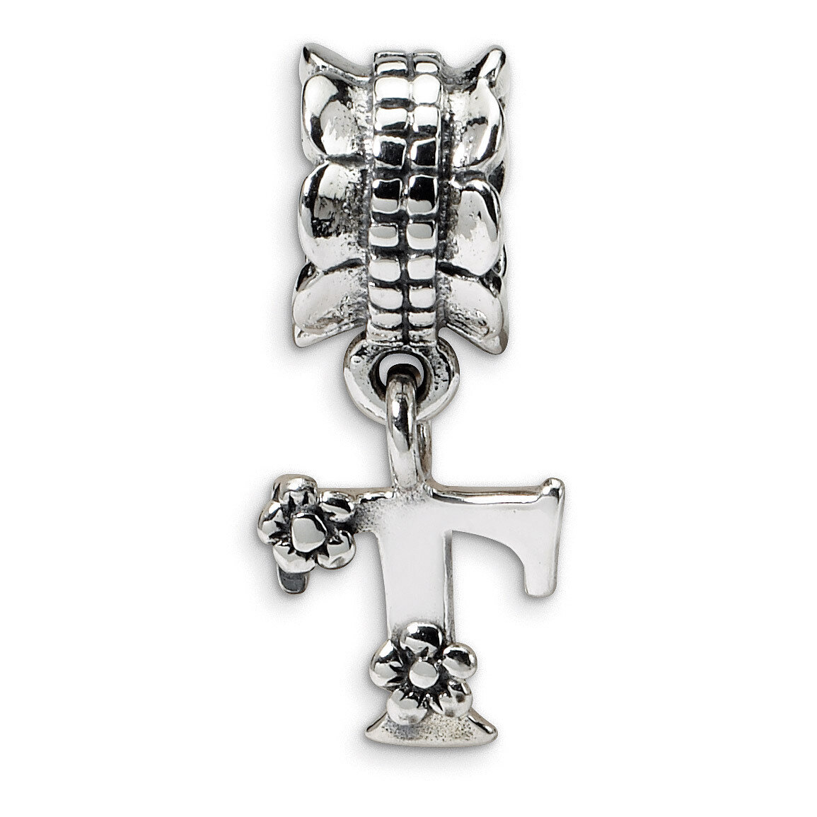 Letter T Dangle Bead - Sterling Silver QRS1400T, MPN: QRS1400T, 883957304335