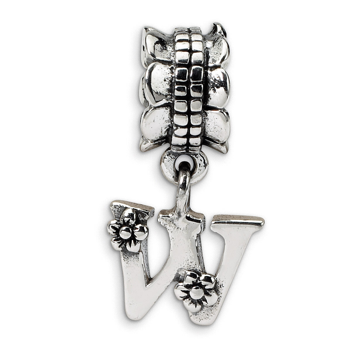 Letter W Dangle Bead - Sterling Silver QRS1400W
