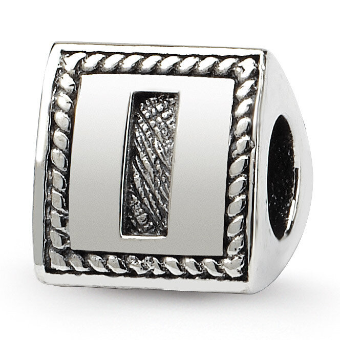 Letter I Triangle Block Bead - Sterling Silver QRS1429I, MPN: QRS1429I, 883957304588