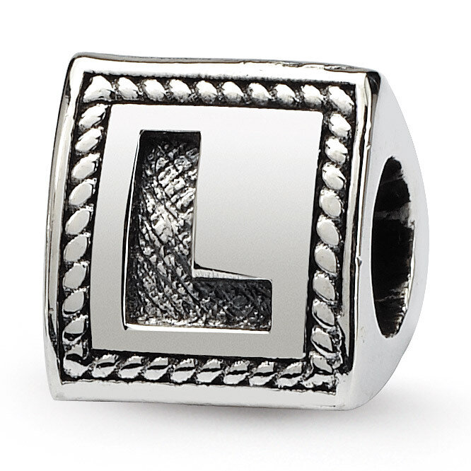Letter L Triangle Block Bead - Sterling Silver QRS1429L