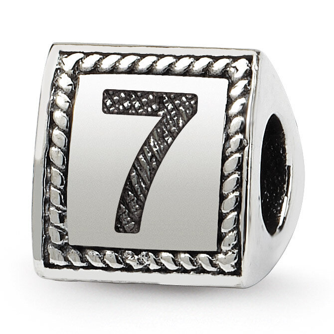 Number 7 Triangle Block Bead - Sterling Silver QRS1429N7