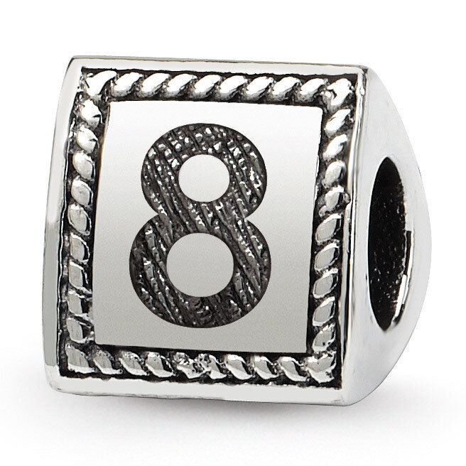 Number 8 Triangle Block Bead - Sterling Silver QRS1429N8