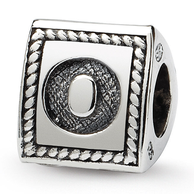 Letter O Triangle Block Bead - Sterling Silver QRS1429O, MPN: QRS1429O, 883957304748