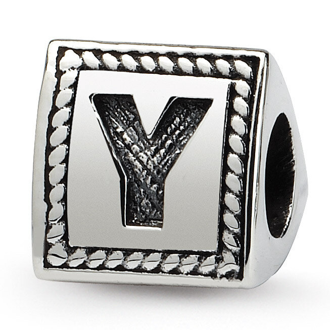 Letter Y Triangle Block Bead - Sterling Silver QRS1429Y, MPN: QRS1429Y, 883957304847