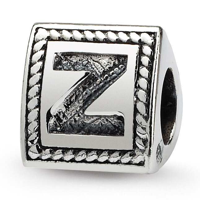 Letter Z Triangle Block Bead - Sterling Silver QRS1429Z, MPN: QRS1429Z, 883957304854