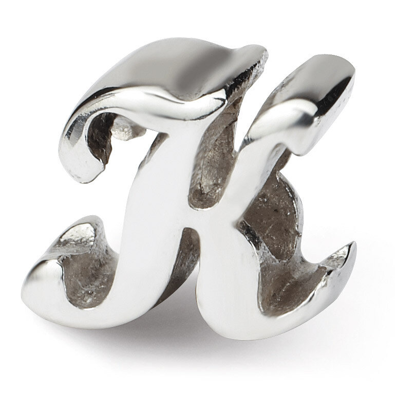 Letter K Script Bead - Sterling Silver QRS1430K, MPN: QRS1430K, 883957304960