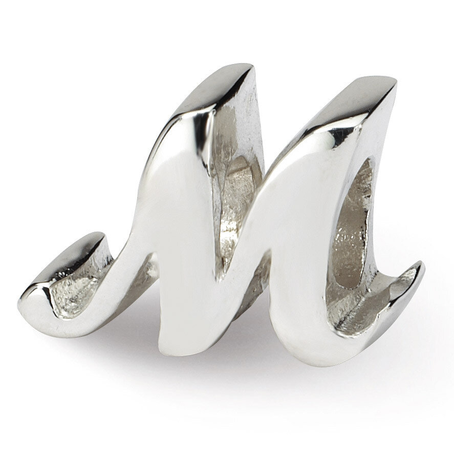 Letter M Script Bead - Sterling Silver QRS1430M, MPN: QRS1430M, 883957304984