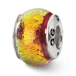 Orange Dichroic Glass Bead - Sterling Silver QRS1441, MPN: QRS1441, 883957305578