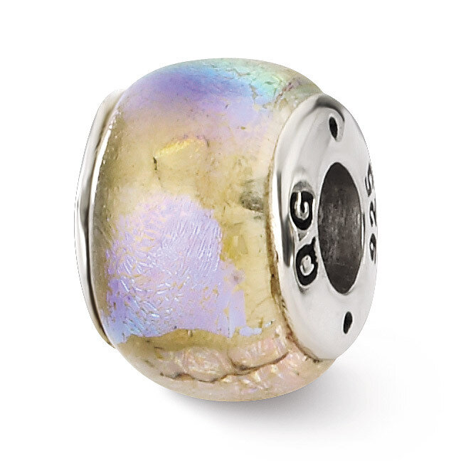 Rainbow Dichroic Glass Bead - Sterling Silver QRS1451, MPN: QRS1451, 883957305677