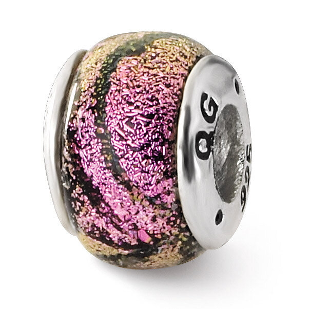 Purple Dichroic Glass Bead - Sterling Silver QRS1456, MPN: QRS1456, 883957305721