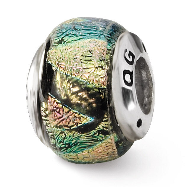 Rainbow Dichroic Glass Bead - Sterling Silver QRS1472, MPN: QRS1472, 883957305882
