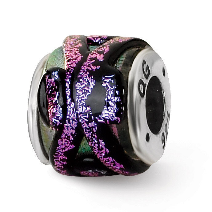 Purple Dichroic Glass Bead - Sterling Silver QRS1478, MPN: QRS1478, 883957305943
