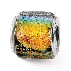 Rainbow Dichroic Glass Bead - Sterling Silver QRS1484, MPN: QRS1484, 883957306001