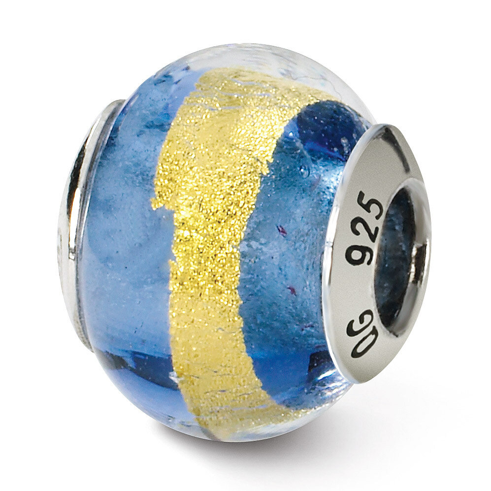 Blue Gold Murano Bead - Sterling Silver QRS1523, MPN: QRS1523, 883957306384