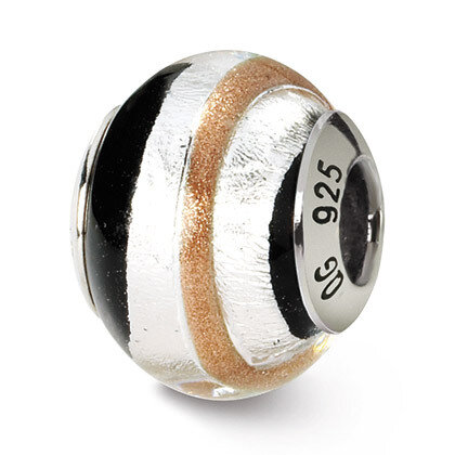 Silvr Gold Black Murano Bead - Sterling Silver QRS1594, MPN: QRS1594, 883957307084