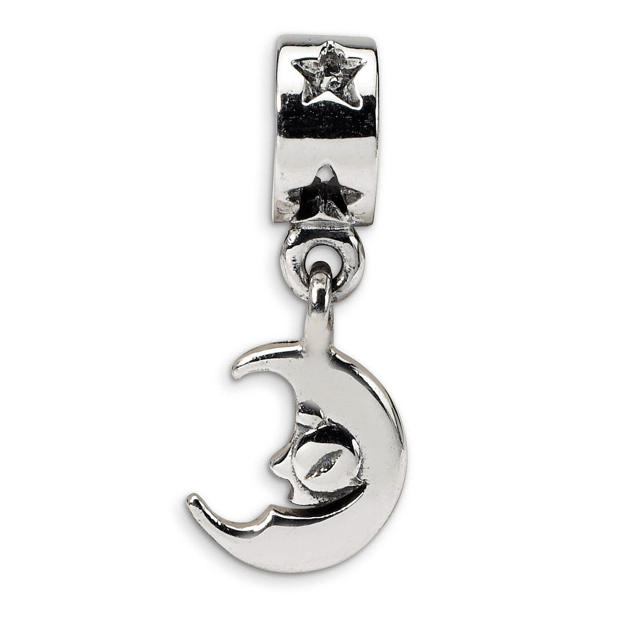 Crescent Moon Dangle Bead - Sterling Silver QRS1614