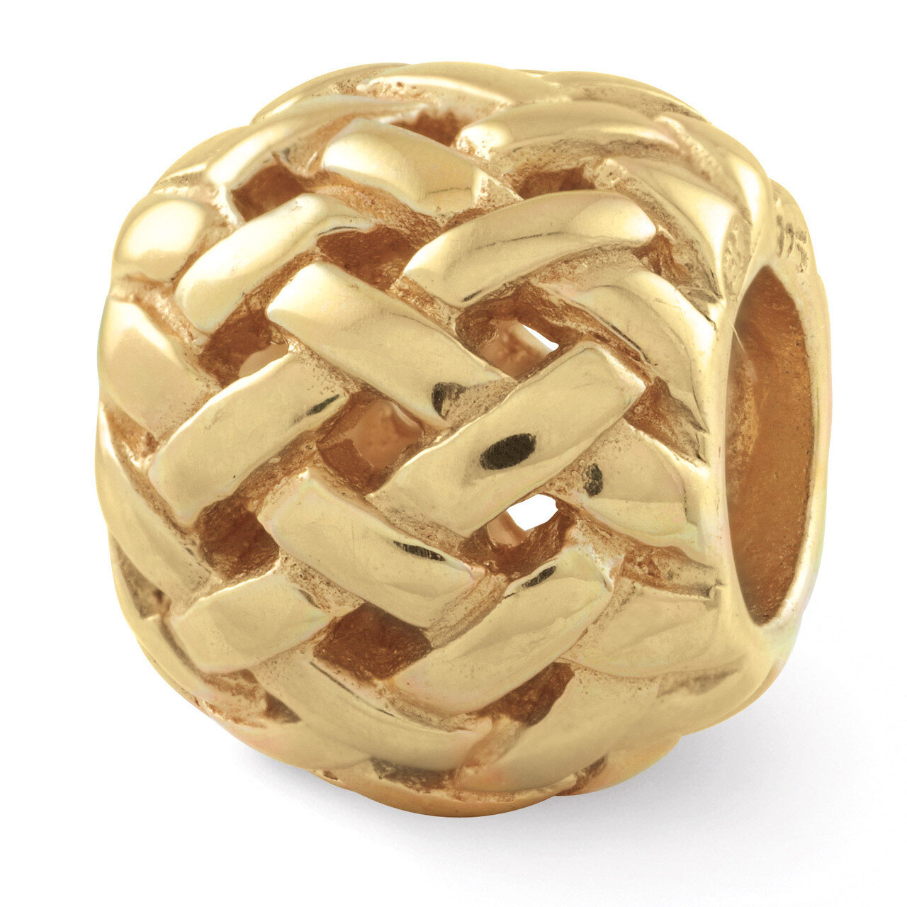Gold-plated Basketweave Bali Bead - Sterling Silver QRS1618GP