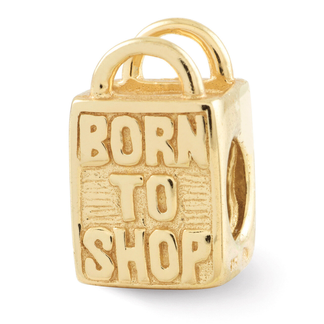 Gold-plated Born to Shop Bead - Sterling Silver QRS1627GP, MPN: QRS1627GP, 883957440811