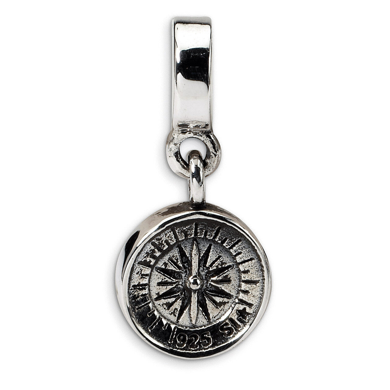 Compass Dangle Bead - Sterling Silver QRS1648