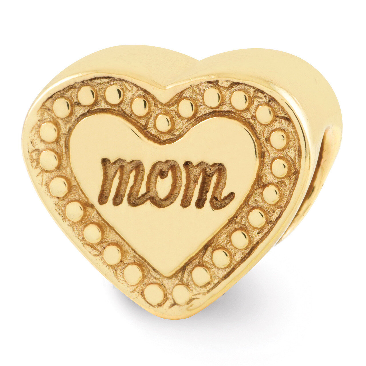 Gold-plated Mom Heart Bead - Sterling Silver QRS1652GP, MPN: QRS1652GP, 883957585383