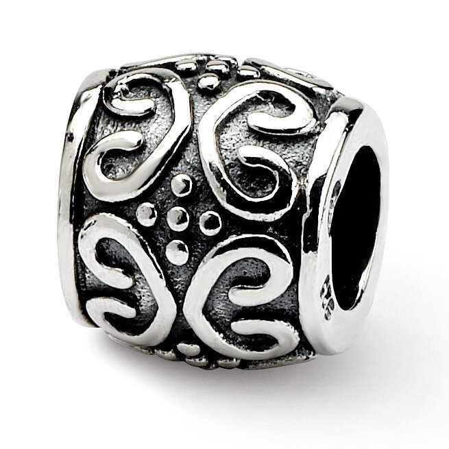 Scroll & Dots Bali Bead - Sterling Silver QRS167
