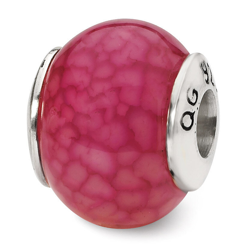 Fuschia Cracked Agate Stone Bead - Sterling Silver QRS1670, MPN: QRS1670, 883957308746