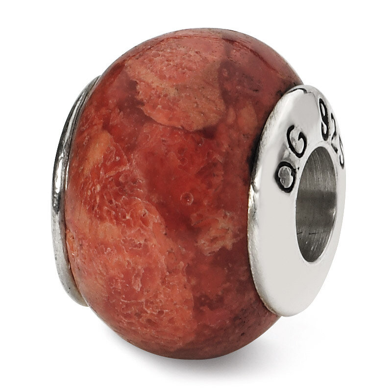 Bamboo Coral Stone Bead - Sterling Silver QRS1684