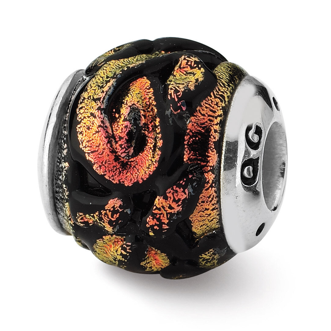 Orange Dichroic Glass Bead - Sterling Silver QRS1794, MPN: QRS1794, 883957309989