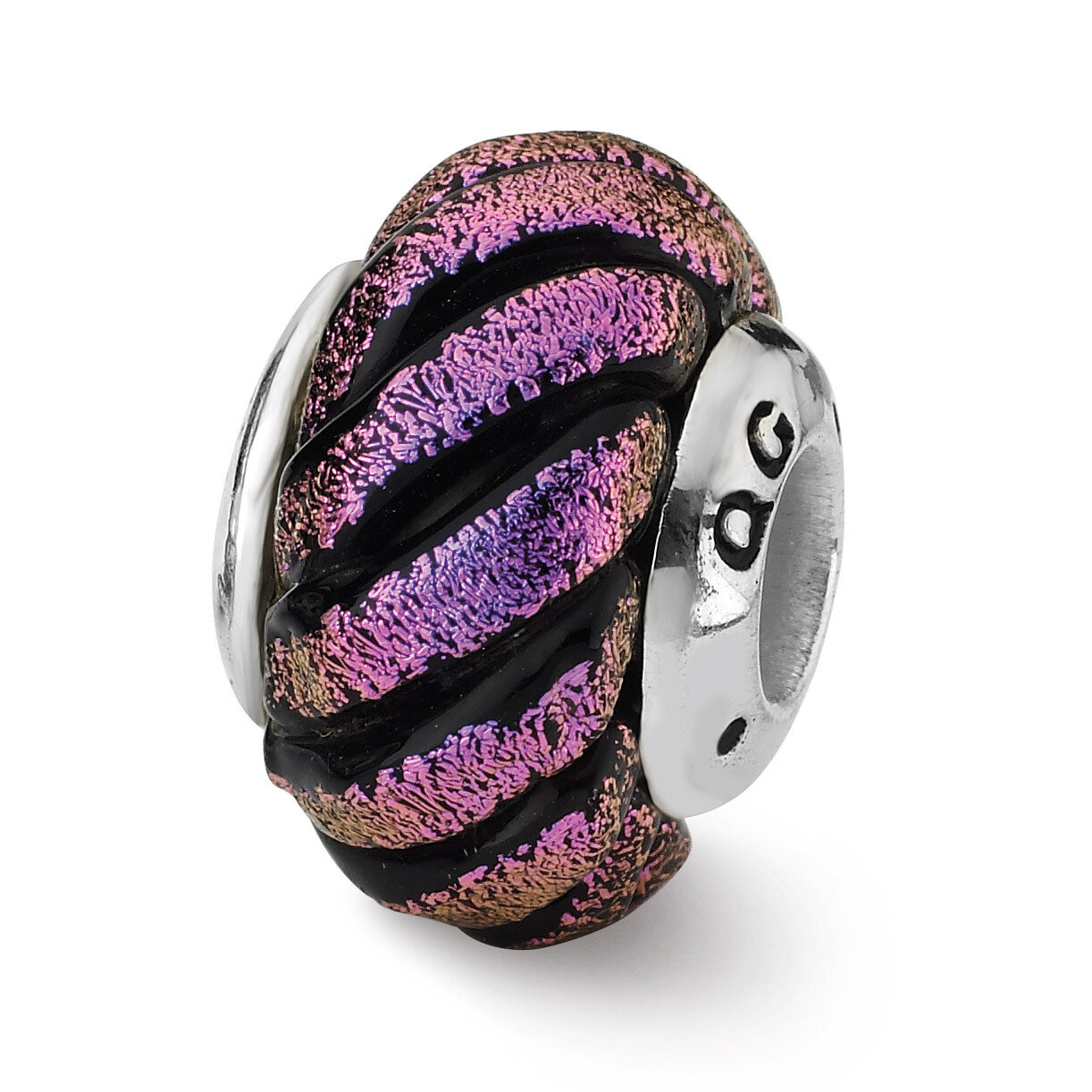 Purple Swirl Dichroic Glass Bead - Sterling Silver QRS1805, MPN: QRS1805, 883957310091