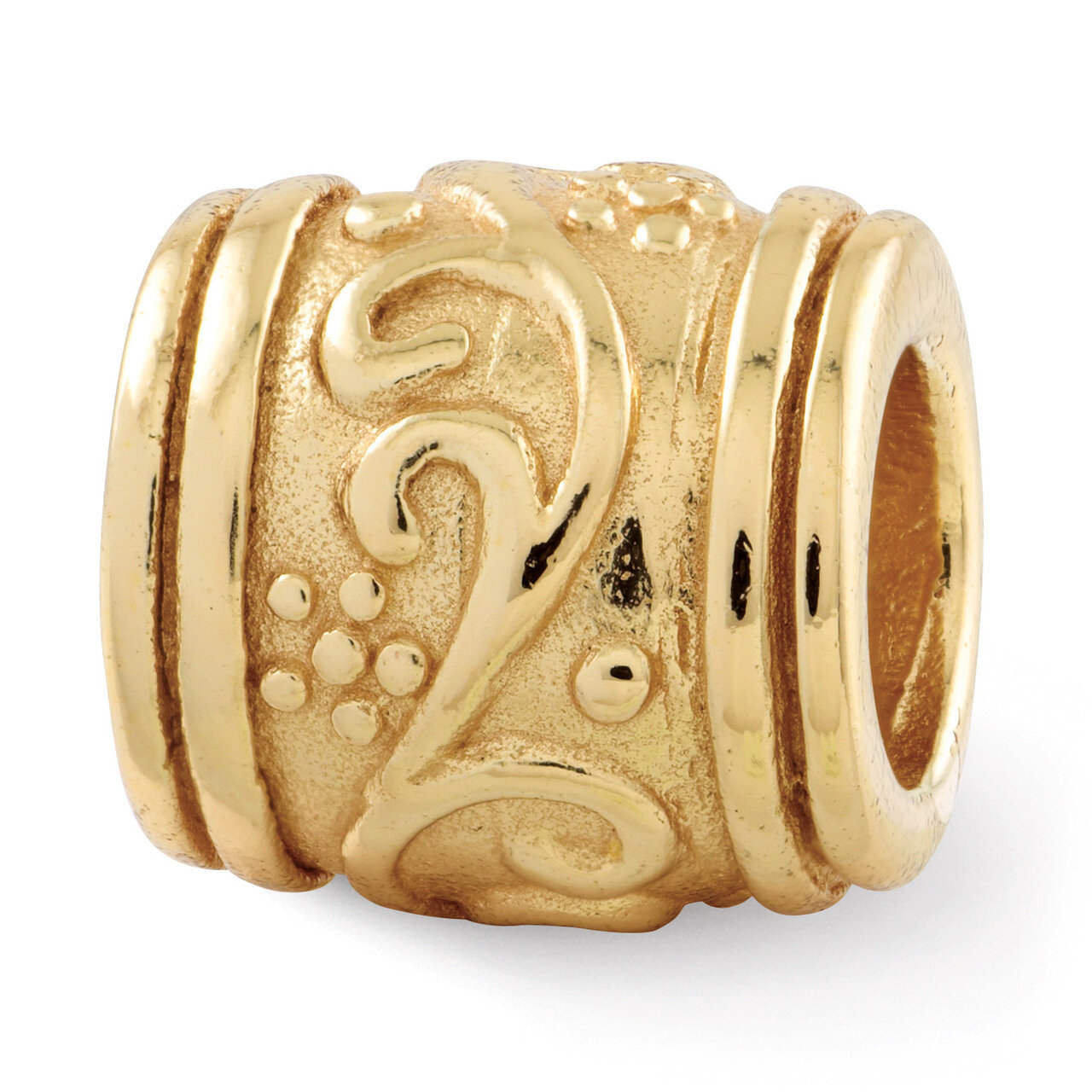Gold-plated Floral Bead - Sterling Silver QRS184GP, MPN: QRS184GP, 883957367439