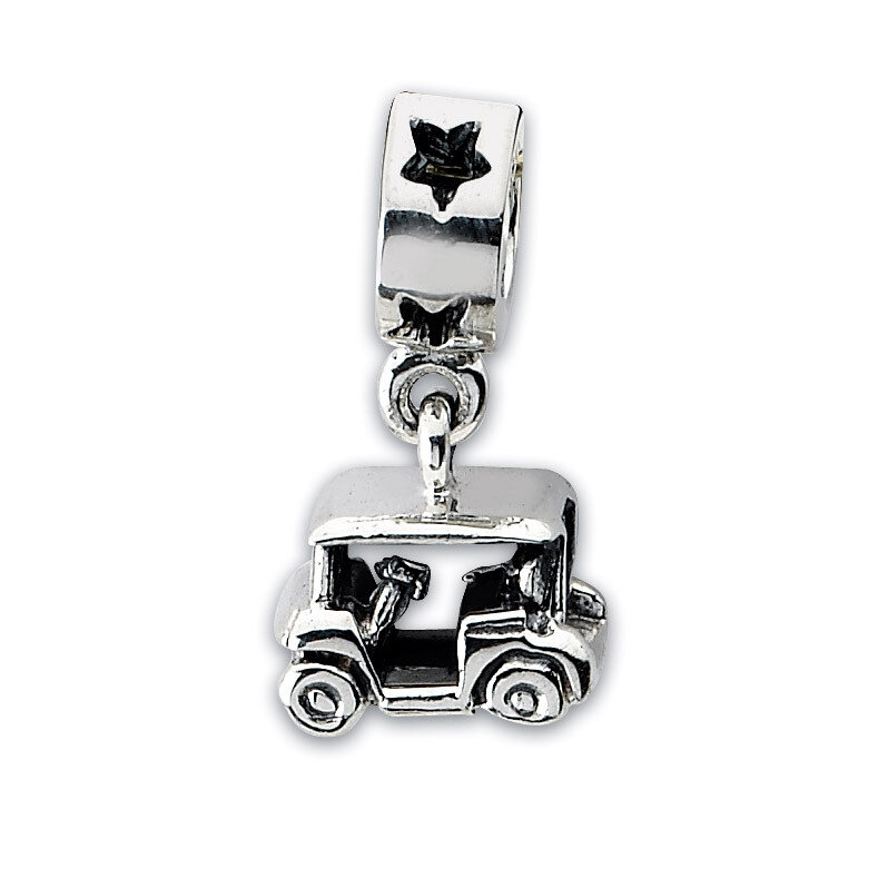 Golf Cart Dangle Bead - Sterling Silver QRS1866