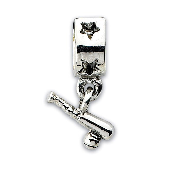Baseball Bat &amp; Ball Dangle Bead - Sterling Silver QRS1871, MPN: QRS1871, 883957310671