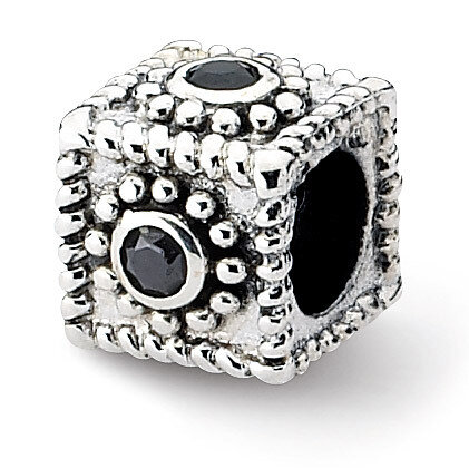 Square Synthetic Diamond Bead - Sterling Silver QRS1923