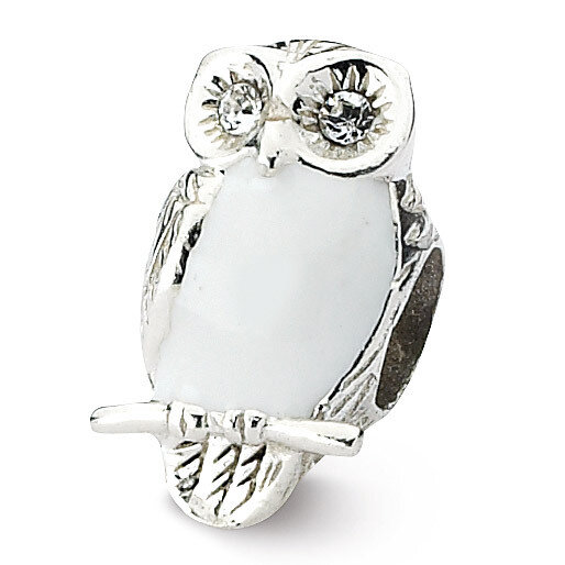 Enameled Wise Owl Bead - Sterling Silver QRS1926, MPN: QRS1926, 883957311227