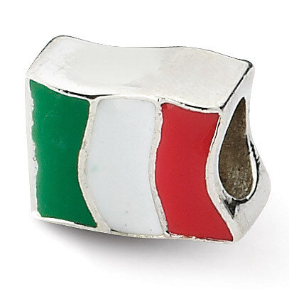 Italy Flag Bead - Sterling Silver QRS1929