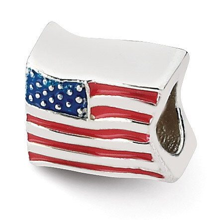 USA Flag Bead - Sterling Silver QRS1930