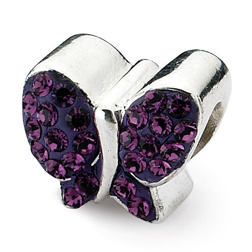 Purple Swarovski Elements Butterfly Bead - Sterling Silver QRS1939