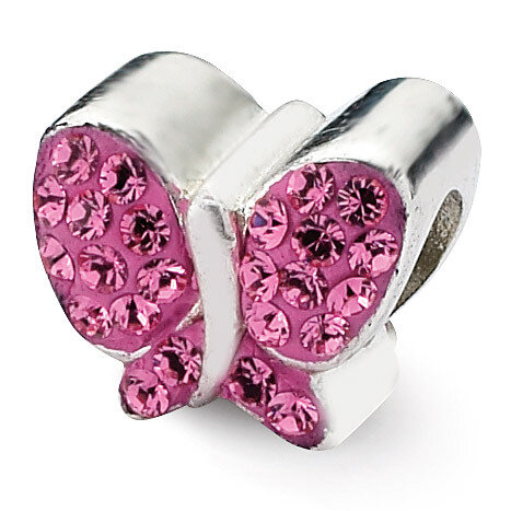 Pink Swarovski Elements Butterfly Bead - Sterling Silver QRS1940