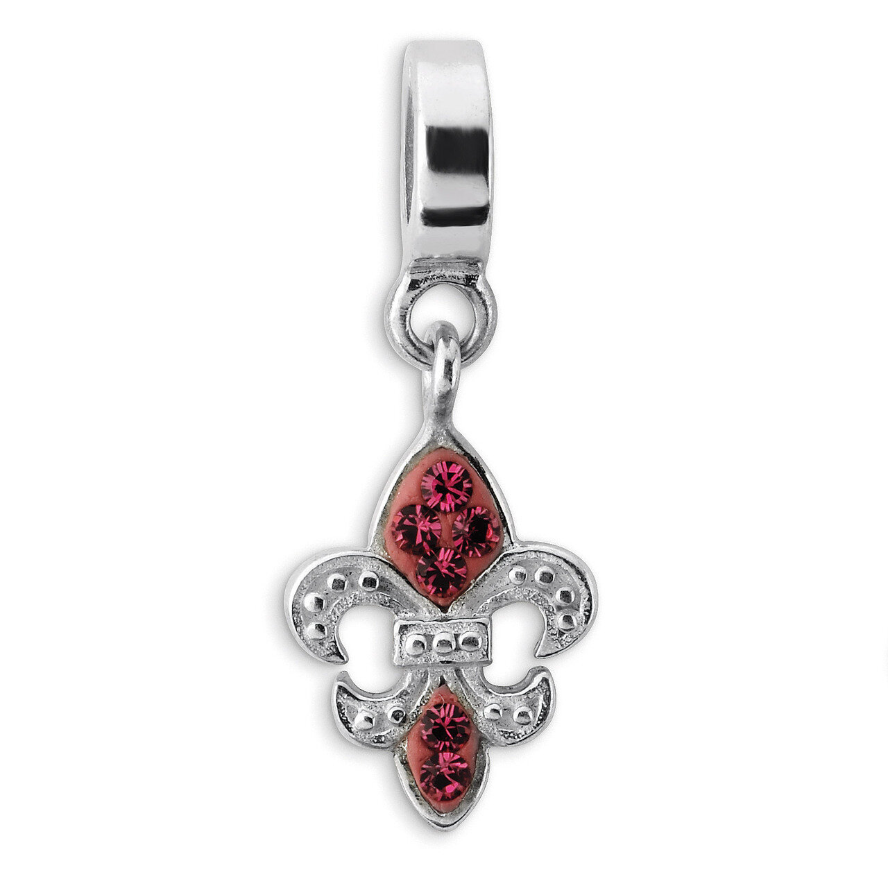Red Swarovski Elements Fleur De Lis Dangle Bead - Sterling Silver QRS1943, MPN: QRS1943, 8839573113…
