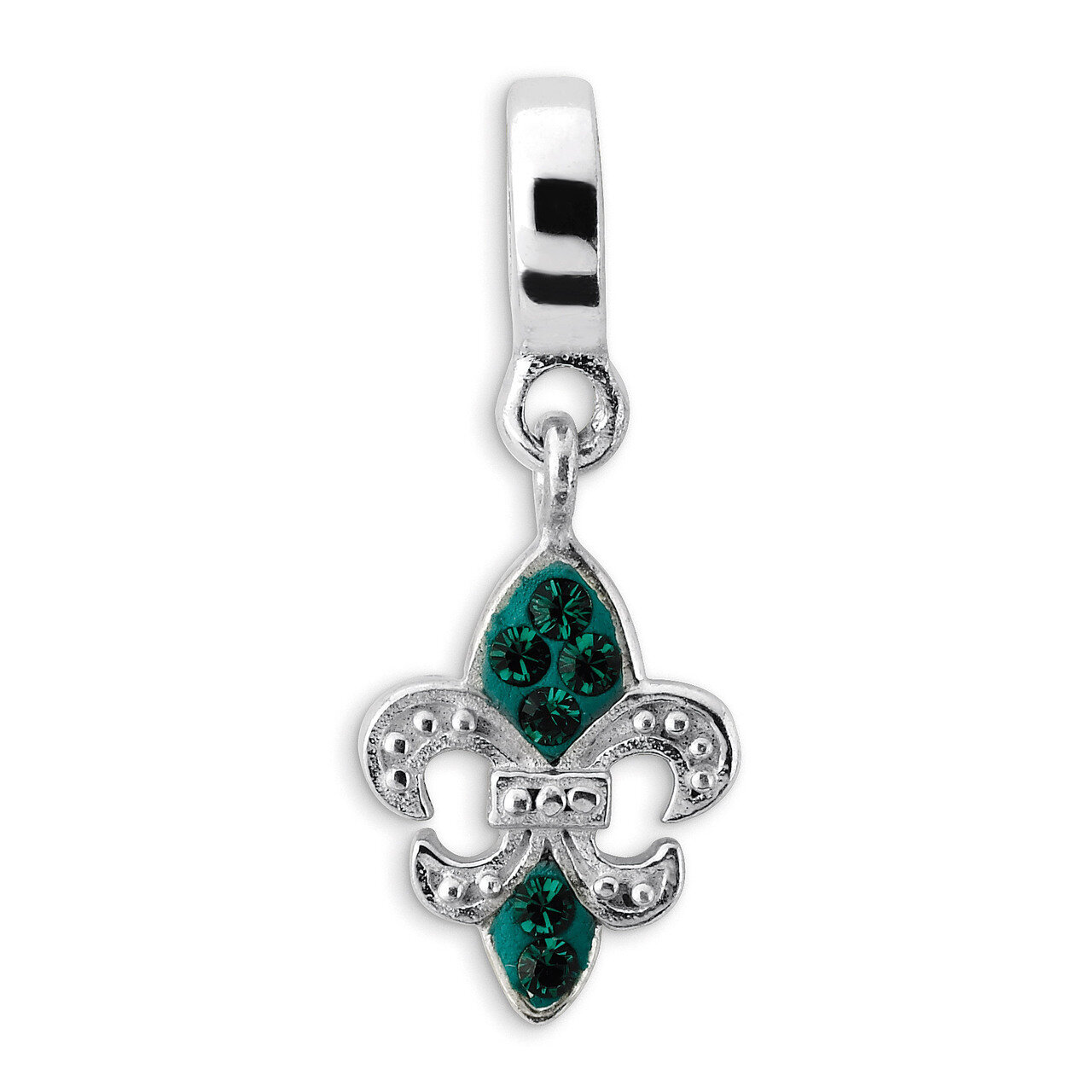 Green Swarovski Elements Fleur De Lis Dangle Be - Sterling Silver QRS1944, MPN: QRS1944, 8839573114…