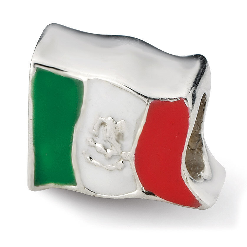 Mexico Flag Bead - Sterling Silver QRS1952